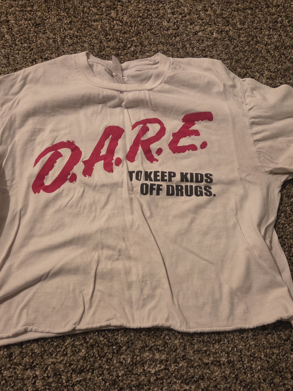 White Ctopped T-Shirt with Pink Logo